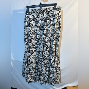 Chaps Black and White Floral Maxi Skirt